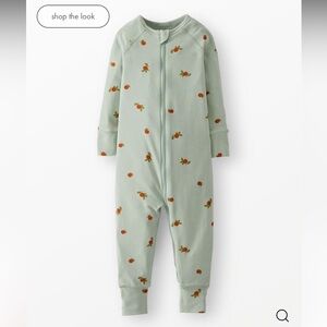 Hanna Andersson* HannaSoft baby sleeper* Green One Piece with Orange Print